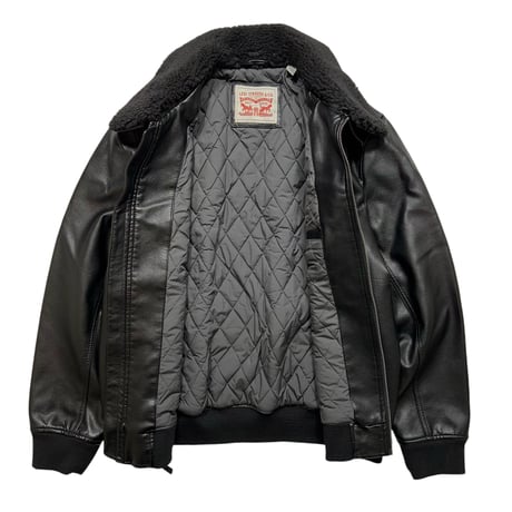 Levi's USA Leather Bomber Jacket Black