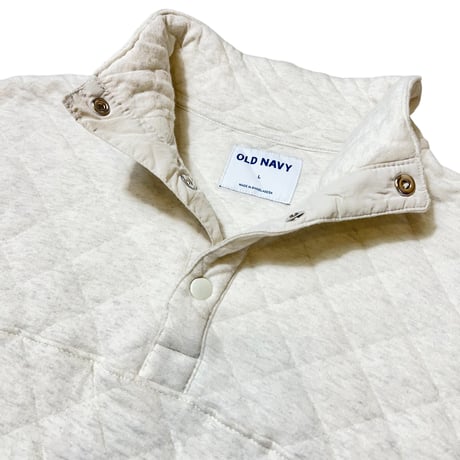 Old Navy Quarter-Snap Quilted Fleece Sweatshirt Oatmeal Heather