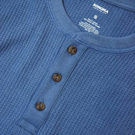 Sonoma Goods L/S Waffle Henley Thermal - Biplane Blue