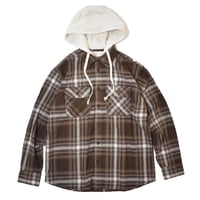 Free Planet Hooded Plaid Flannel Shirts - Brown Multi