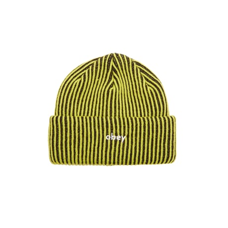 OBEY Bowery II Tone Rib Beanie Flourescent Green Multi