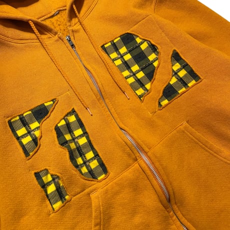 Rawdrip Osaka Lining Patchwork Zip Hoodie Orange