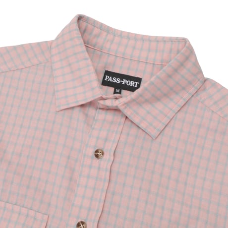 Pass~Port Workers Check Short Sleeve Shirt - Light Pink