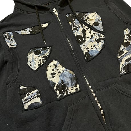 Rawdrip Osaka Lining Patchwork Zip Hoodie Black