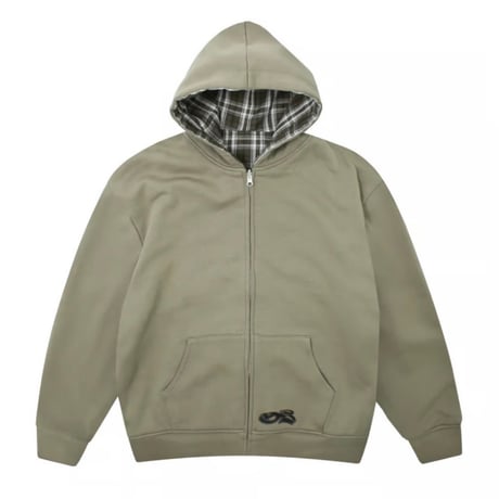 yardsale Reversible Flannel Hoodie - Khaki / Brown