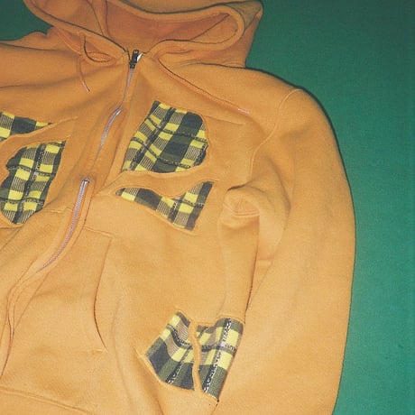 Rawdrip Osaka Lining Patchwork Zip Hoodie Orange