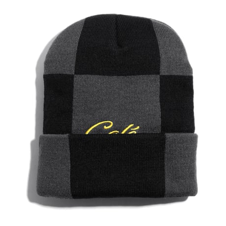Skateboard Cafe Check Fold Beanie Charcoal/Black