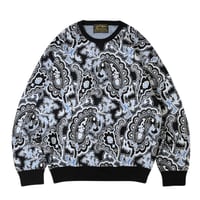 Hagerstown Cotton Paisley Sweater BlackｘWhiteｘBlue