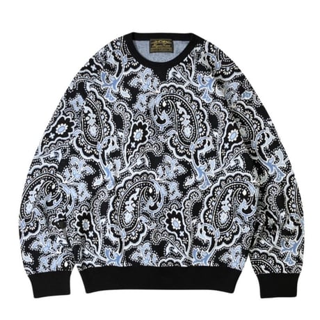 Hagerstown Cotton Paisley Sweater BlackｘWhiteｘBlue