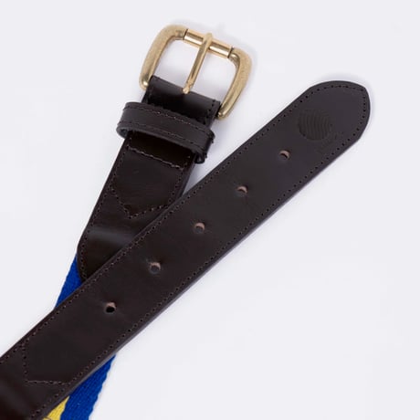 Hellrazor Trim Striped Leather Belt - Blue/Yellow