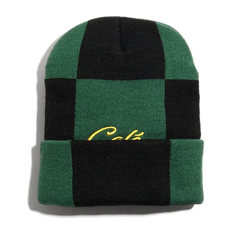 Skateboard Cafe Check Fold Beanie Forest Green/Black