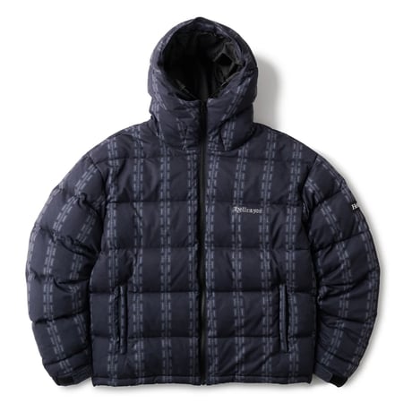 Hellrazor H Chain Suede Hooded Down Jacket Black