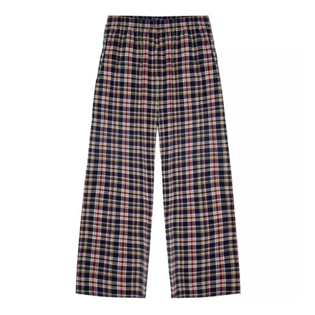 Los Angeles Apparel Cotton Flannel Lounge Pants - Navy/Gold/Red Plaid