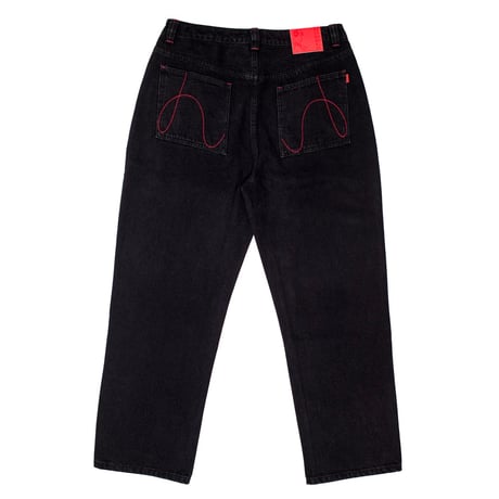 Hoddle Sonas Jeans Contrast Stitch - Black/Red