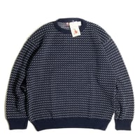 Binghamton Knitting Company Fleck Pullover Knit Sweater NavyｘNatural