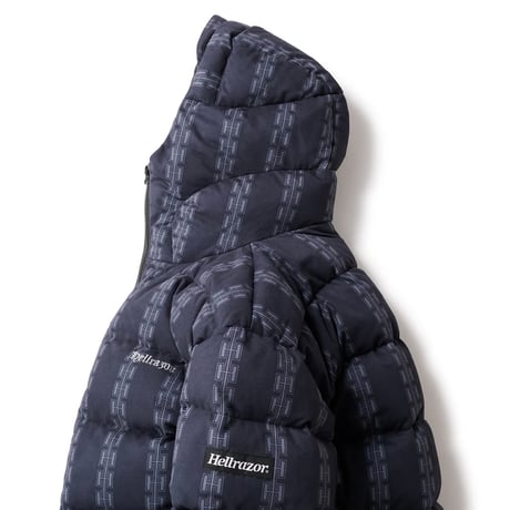 Hellrazor H Chain Suede Hooded Down Jacket Black