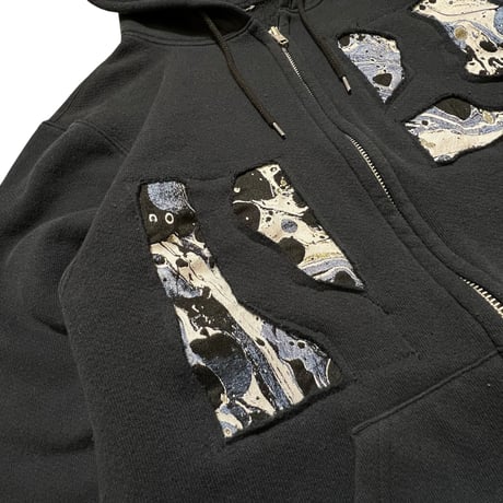 Rawdrip Osaka Lining Patchwork Zip Hoodie Black