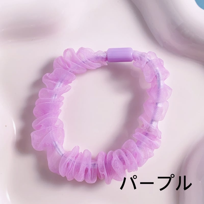 シュシュ  ヘアゴム  ビーズ  ベビーピンク シュシュ 2点セット梅＆桜ピンクシュシュ 新発売セール かわいい