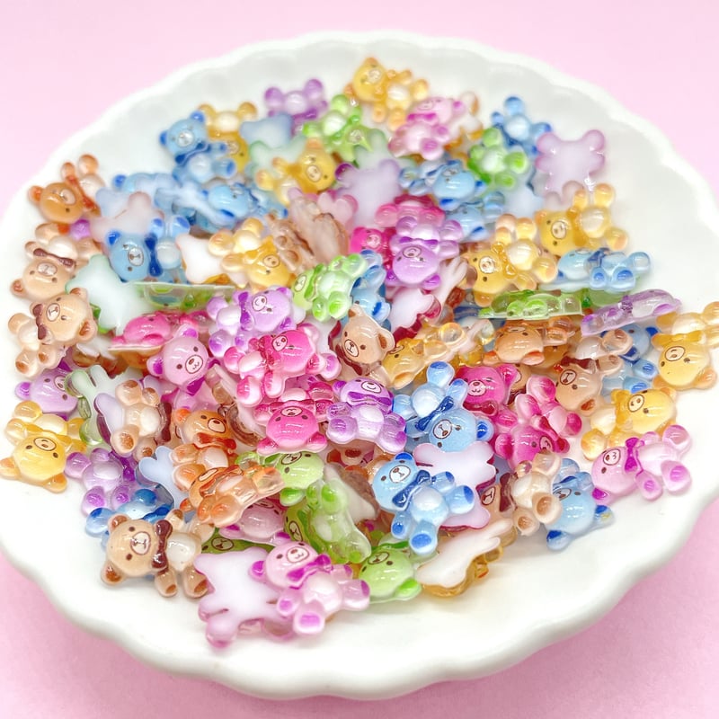 くまさん 20個/ ミニミニカラフルくまさんパーツ | DECOPARTS SHOP はぴいちご