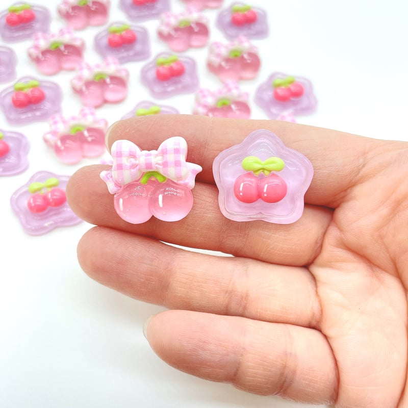 No．798 さくらんぼ ピンク リボン 星 | DECOPARTS SHOP はぴいちご