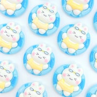 Ｎｏ.1051  うさぎ  夏  浮き輪 ぷかぷか  デコパーツ