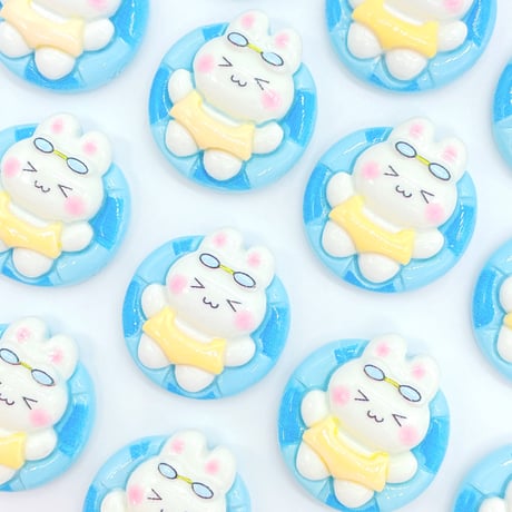 Ｎｏ.1051  うさぎ  夏  浮き輪 ぷかぷか  デコパーツ
