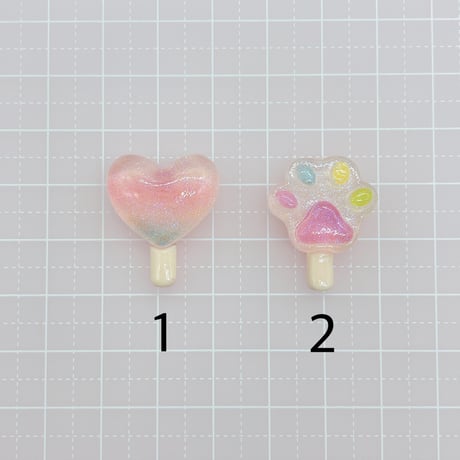 Ｎｏ．909   アイス   ハート  肉球  デコパーツ