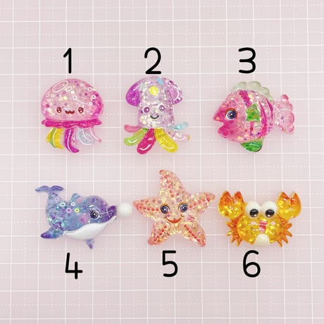 Ｎｏ．858  イルカ  カニ  イカ 海  デコパーツ