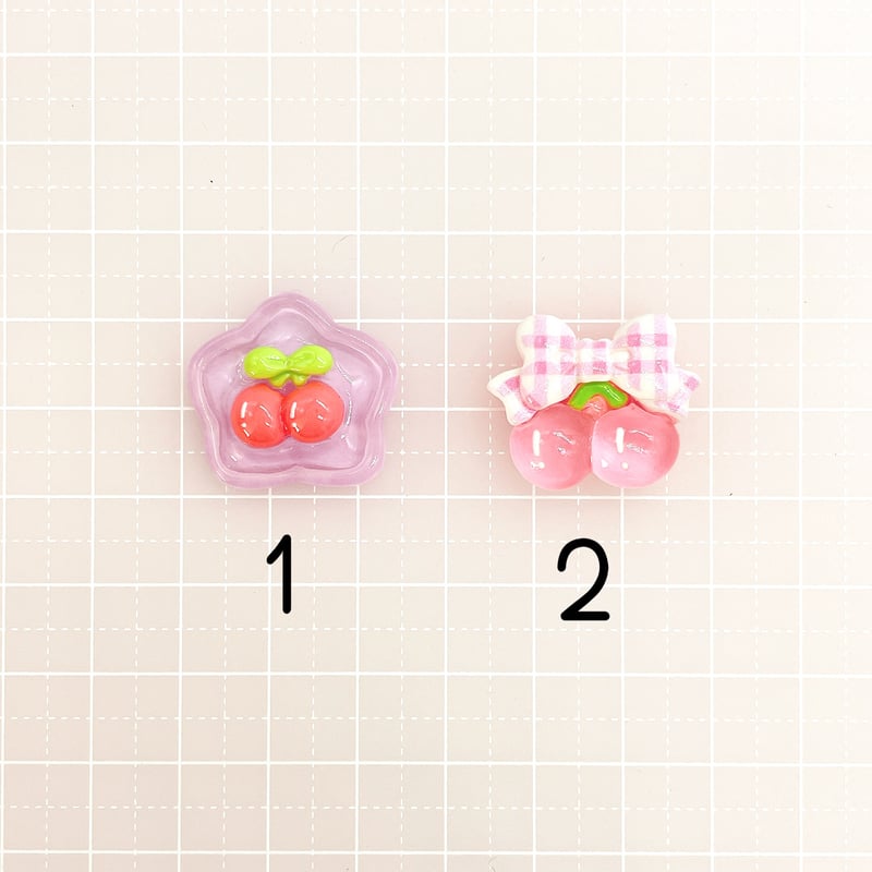 No．798 さくらんぼ ピンク リボン 星 | DECOPARTS SHOP はぴいちご