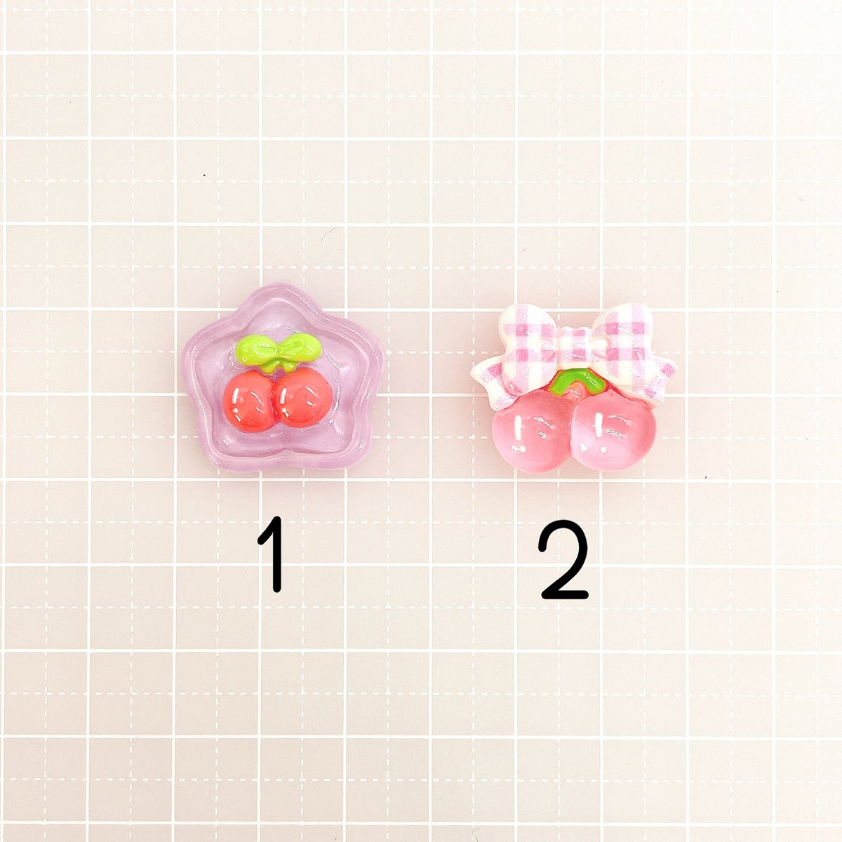 No．798 さくらんぼ ピンク リボン 星 | DECOPARTS SHOP はぴいちご
