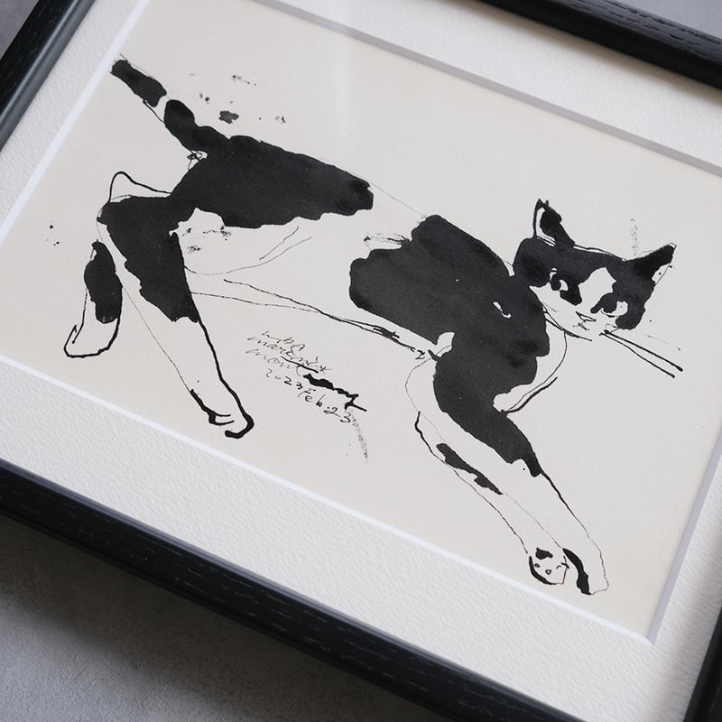 CAT 絵画　イラスト　ドローイング 猫 原画 絵画 イラスト ドローイング ペット 現代アート 芸術