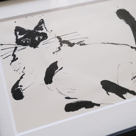 保護猫ドローイング作品「Cat drawing　2023.Feb.15(シャム長毛)」【Tomohiro Noda（marini＊monteany）】