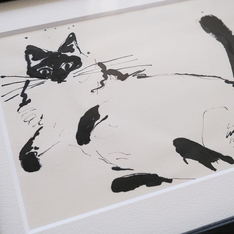 保護猫ドローイング作品「Cat drawing 2023.Feb.15(シャム長毛)」【Tom