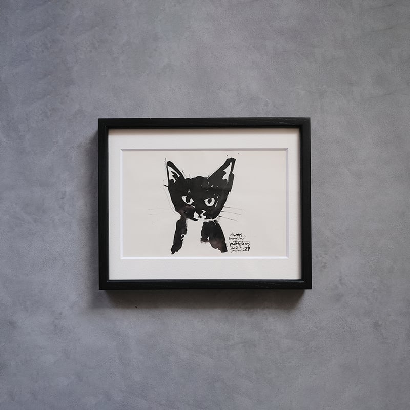 保護猫ドローイング作品「Cat drawing 2023.April.29(黒猫face)」【
