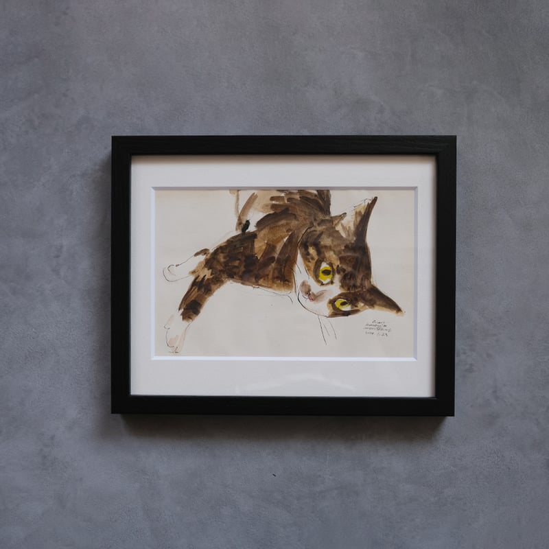 保護猫ドローイング作品「Cat color drawing 2024.jan.23(茶ハチワレ