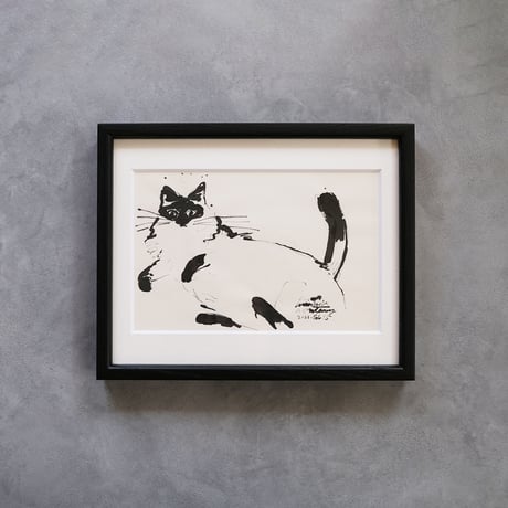 保護猫ドローイング作品「Cat drawing　2023.Feb.15(シャム長毛)」【Tomohiro Noda（marini＊monteany）】