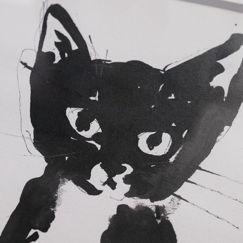 保護猫ドローイング作品「Cat drawing 2023.April.29(黒猫face