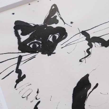保護猫ドローイング作品「Cat drawing　2023.Feb.15(シャム長毛)」【Tomohiro Noda（marini＊monteany）】
