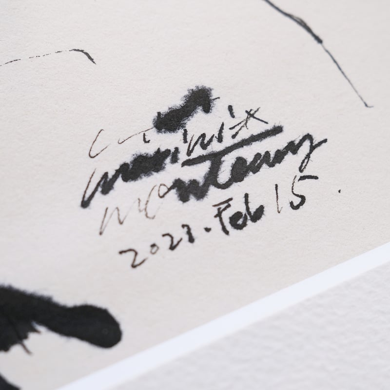 保護猫ドローイング作品「Cat drawing 2023.Feb.15(シャム長毛)」【Tom