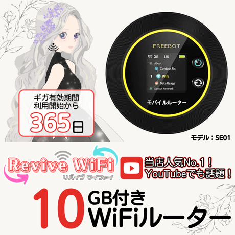 【リバイブWiFi】本体 10ギガセット ◎チャージ型モバイルルーター 【即時開通モデル】