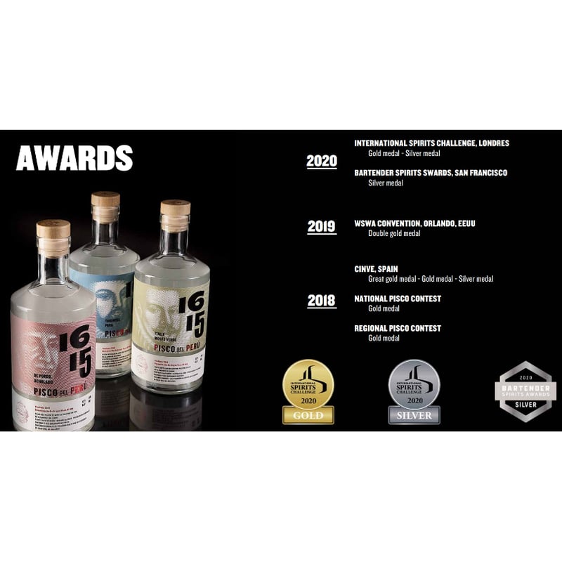 ペルー伝統の酒【ピスコ】1615(ディエシセイス キンセ