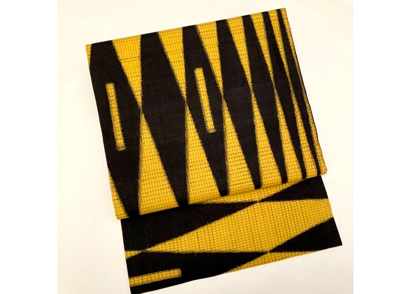 オレンジの花と虎柄幾何学・名古屋帯 | MONO by TOMONOSUKE