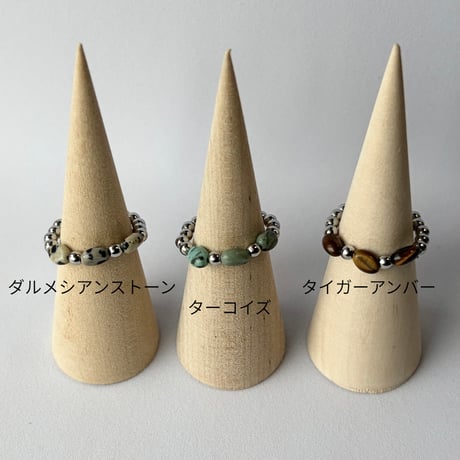 ストーンミックスビーズリング