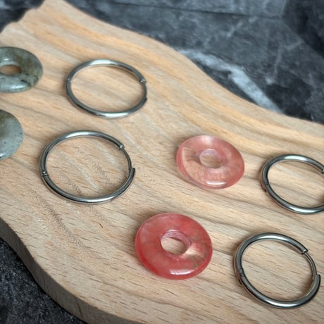 ナチュラルストーン2wayフープピアス