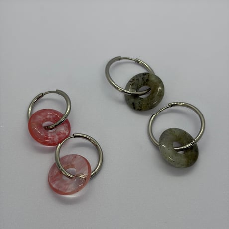 ナチュラルストーン2wayフープピアス