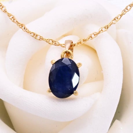 18K 天然 サファイア ネックレス 一粒 18金 ソリティア | Redington