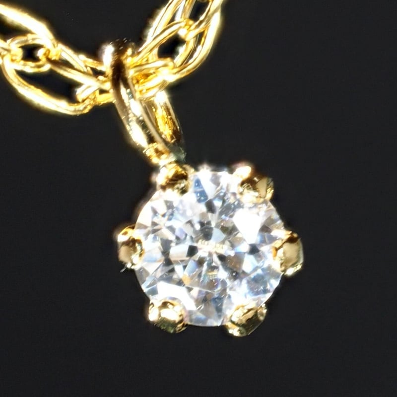 18K 一粒 ダイヤモンド ネックレス 0.1ct 18金 イエロー 18K 一粒 ダイヤモンド ネックレス 0.1ct 18金 イエロー