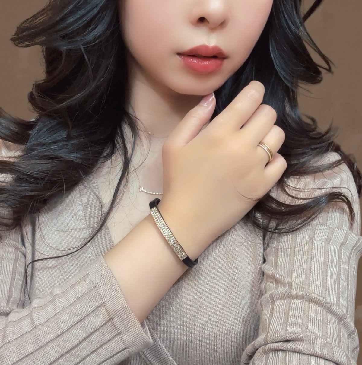 ダイヤモンド レザー ブレスレット ブラック イエローゴールド 本革