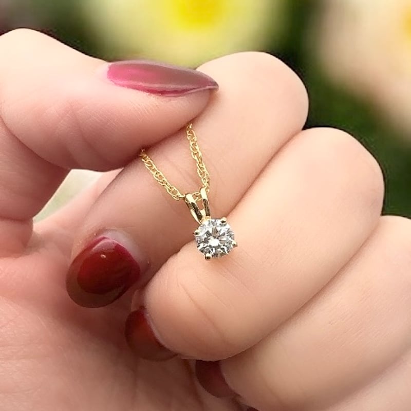 18K 一粒 ダイヤモンド ネックレス 0.35ct 18金 ゴールド ソリティア Y