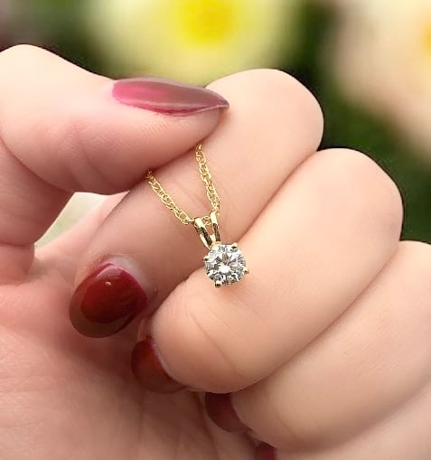 18K 一粒 ダイヤモンド ネックレス 0.35ct 18金 ゴールド ソリティア Y 
